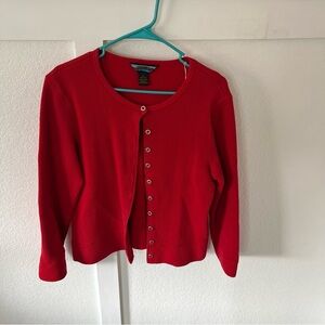 Vintage Shaver Lake Women’s Medium Cardigan Cropped Waffle-knit Sweater